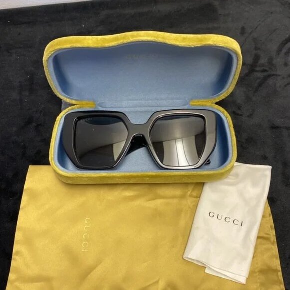 Gucci Women's Geometric Black Frame Sunglasses - Picture 8 of 10